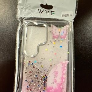 Pink Butterfly Glitter Phone Case